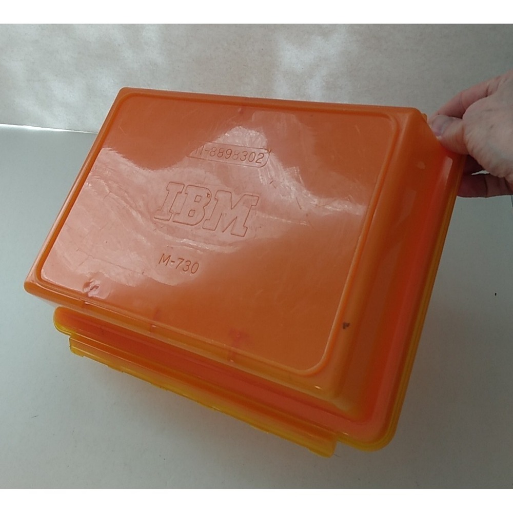 Vintage IBM Plastic Box Computer Storage Orange Rare